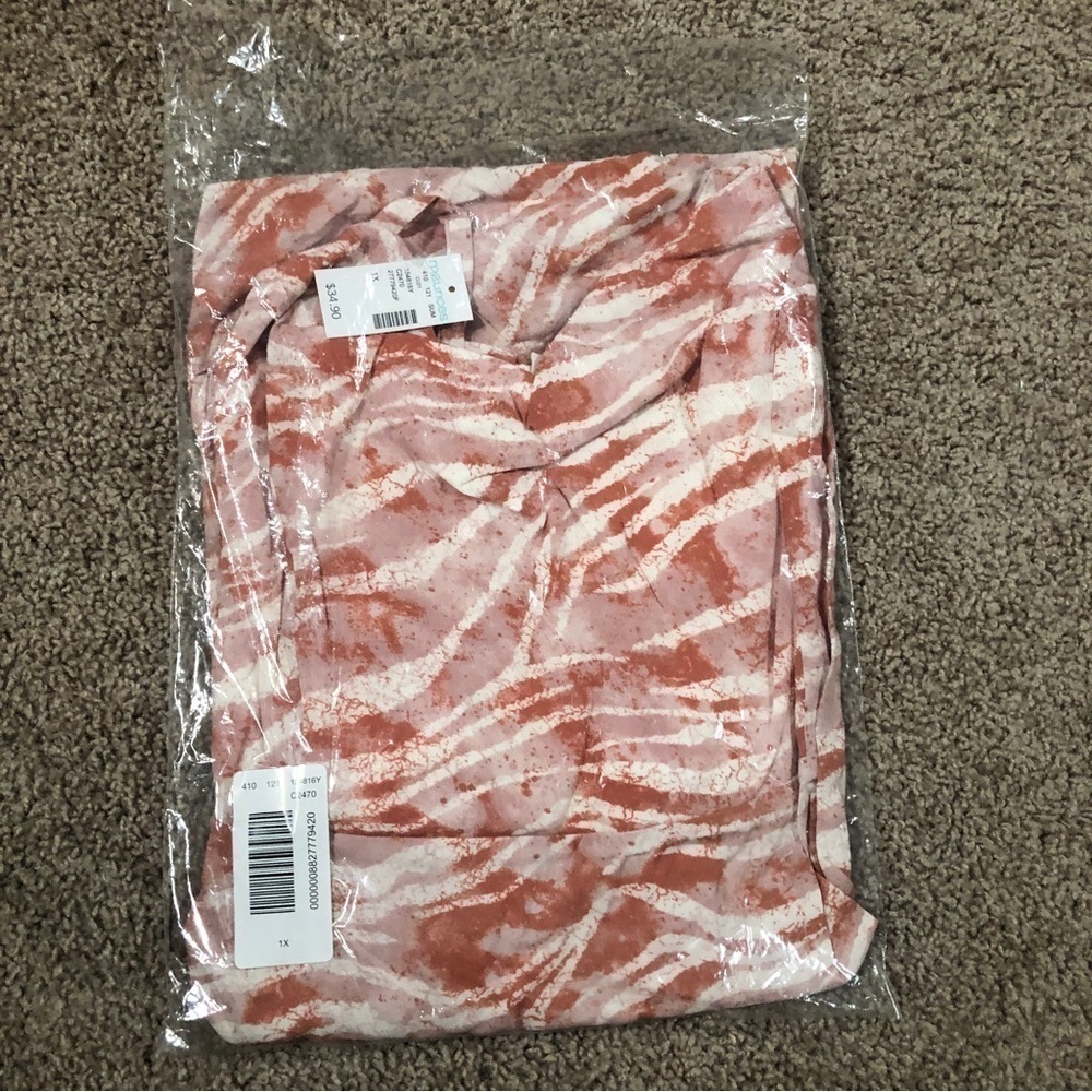 Maurice’s Animal Print Coral/White Zebra Stripe Spaghetti Strap Skater Dress 1X - Picture 5 of 14